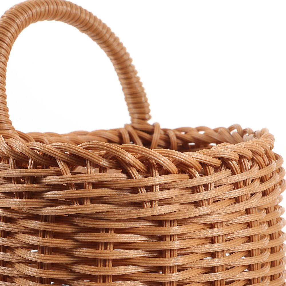 Front Door Basket Wall Hanging Baskets for Storage Rattan Home Brown Flower