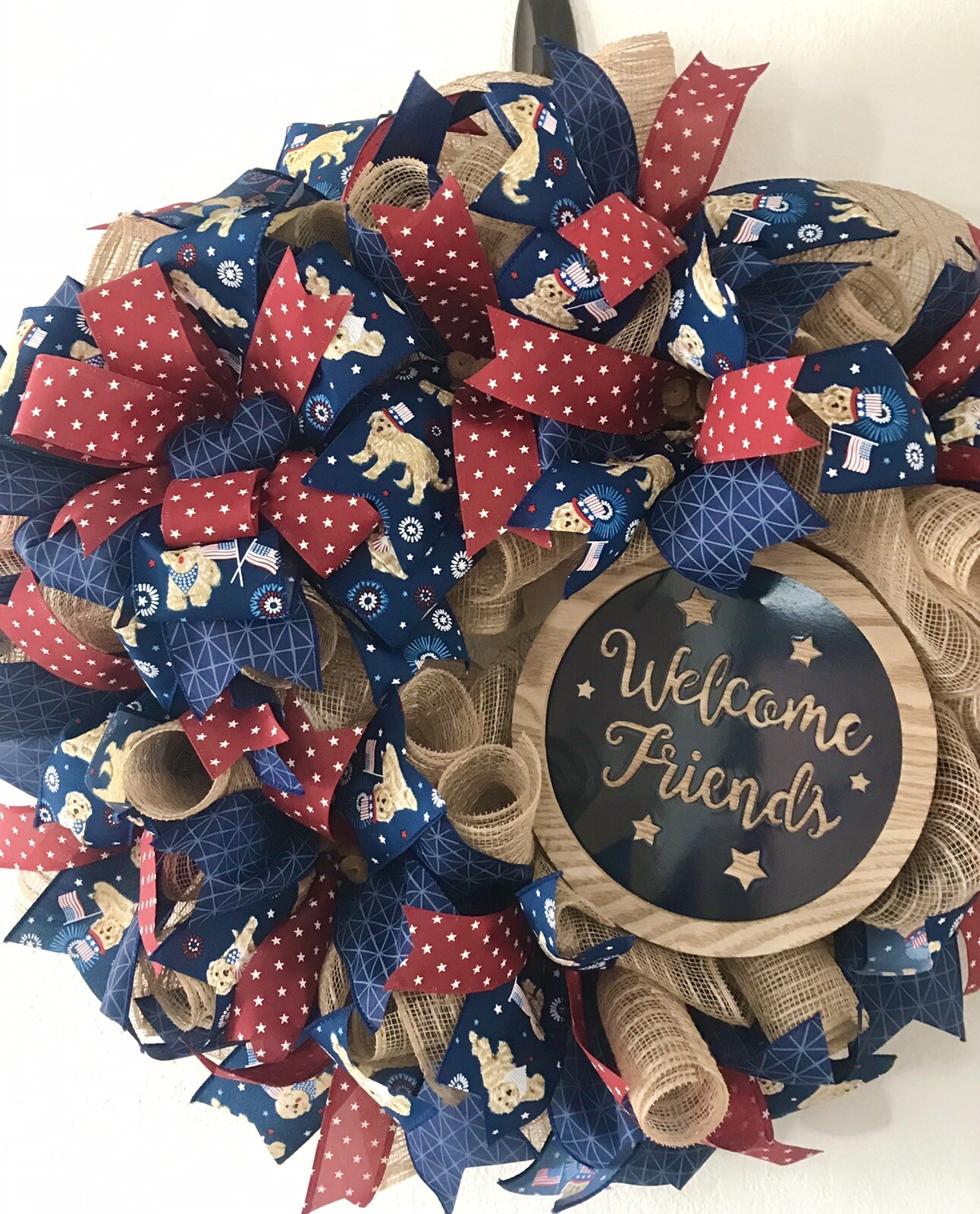 Deco Mesh Patriotic Rustic Wreath, Americana Wreath, Patriotic Decor,