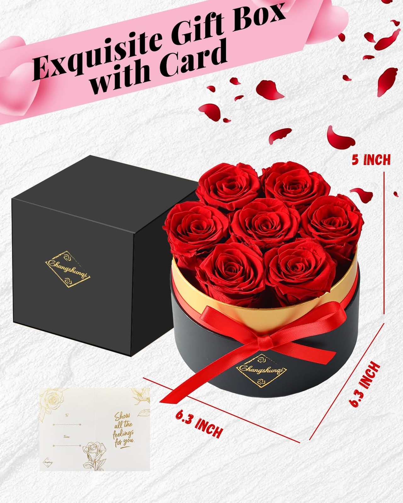 Changshunqi Forever Flowers Preserved Roses in a Box – 7 Preserved Flowers In…