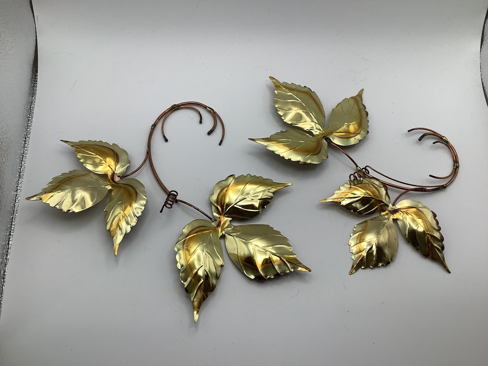 Vintage Brass Copper Metal Leaves- Home Interior Table Wall Decor