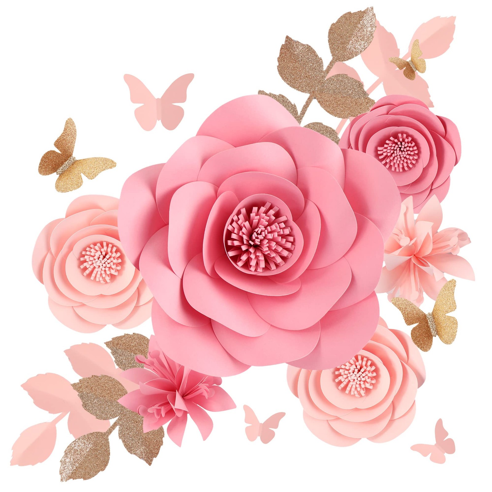 Paper Flowers Wall Decor Set 16 Blush Pink Giant Backdrop Nursery Wedding