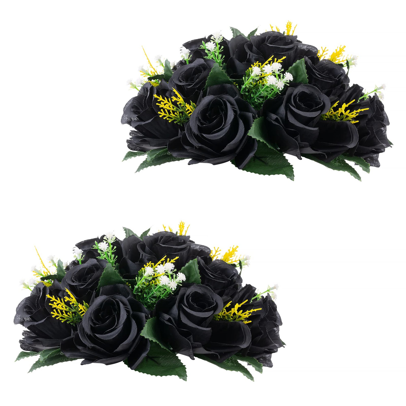2 PCS Black Flower Balls Centerpieces Wedding Halloween Table Gothic Decor