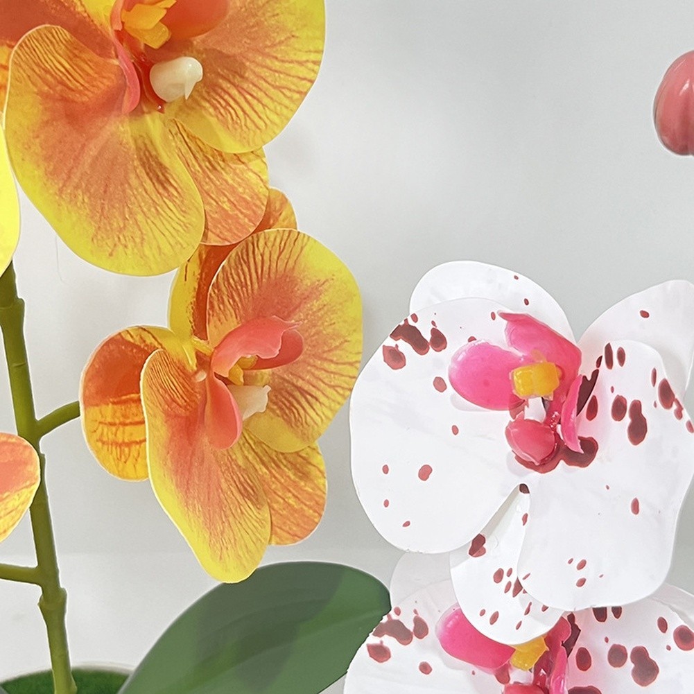 12in Artificial Butterfly Orchid Potted Plant Soft Plastic For Home Decoration