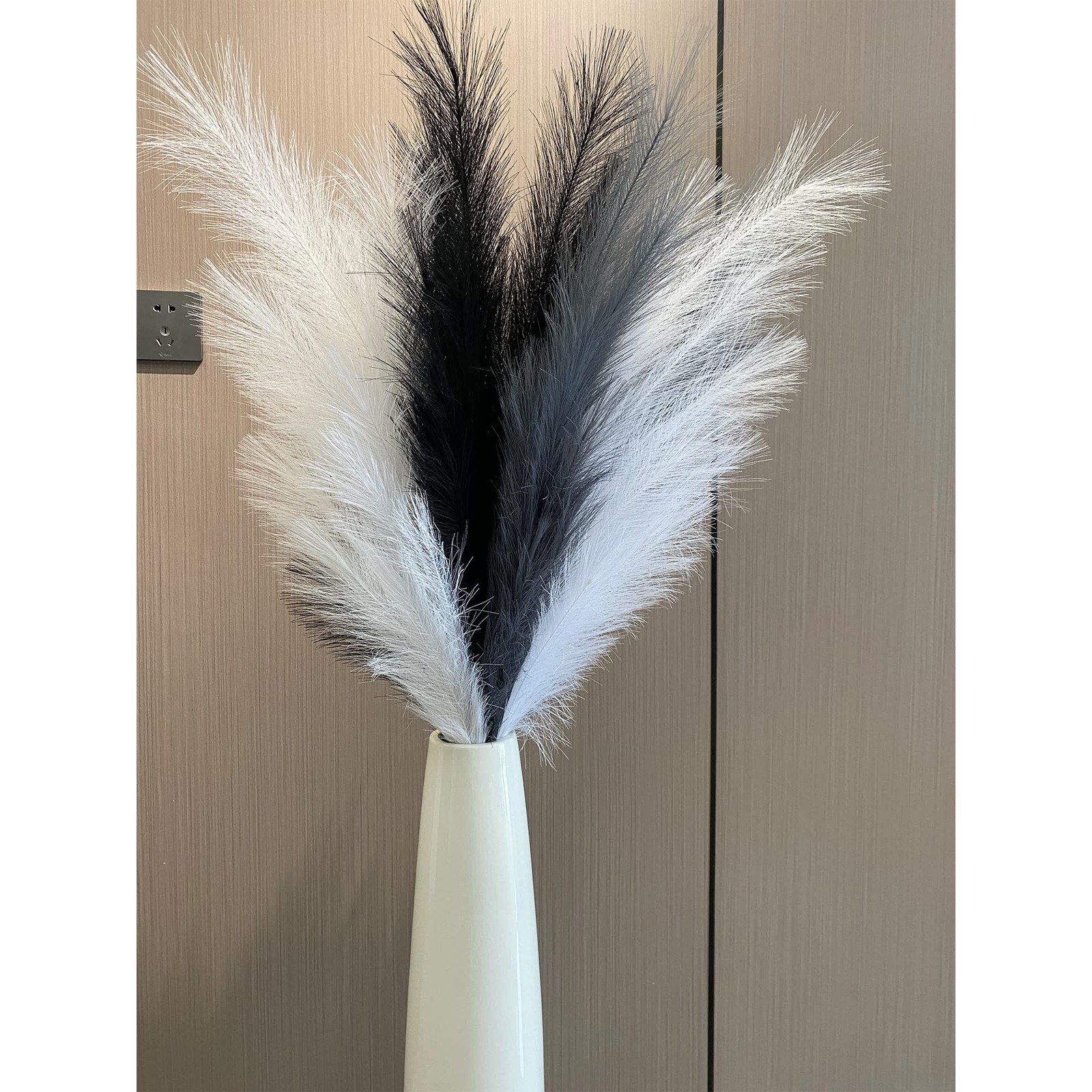 Artificial Faux Pampas Grass Large, 47″/120cm Bundle of 3 Fake Artificial Pam…