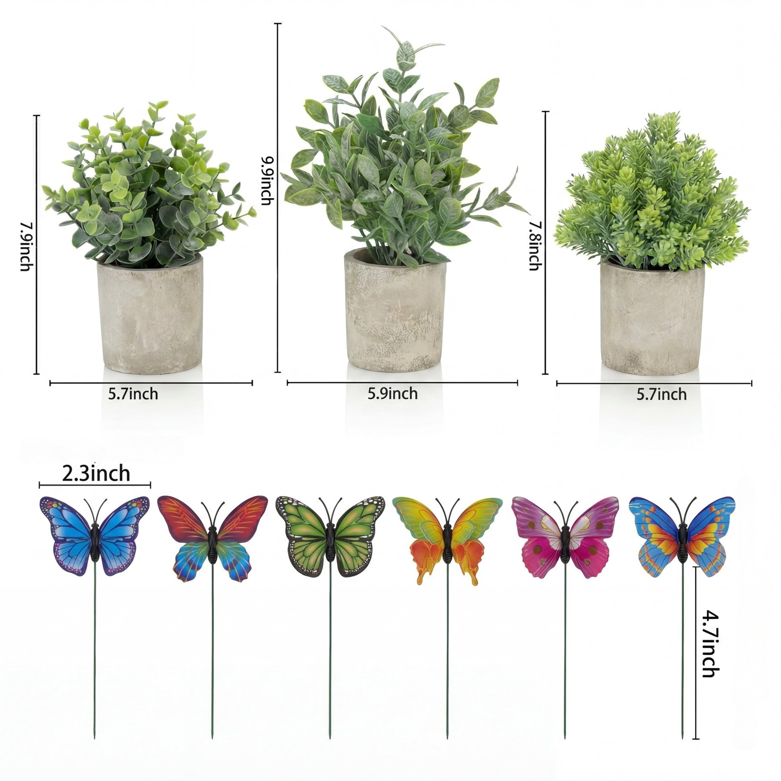 3 Pack Mini Artificial Potted Plants – Fake Eucalyptus, Boxwood & Rosemary wi…