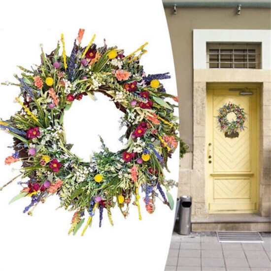 Spring Wreath for Front Door 16in Outside Welcome Summer Flower Wall Party Decor