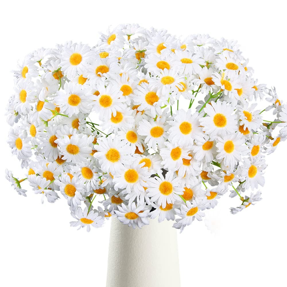 Artificial Flowers, 5 Bunches White Silk Daisy for Home Decor