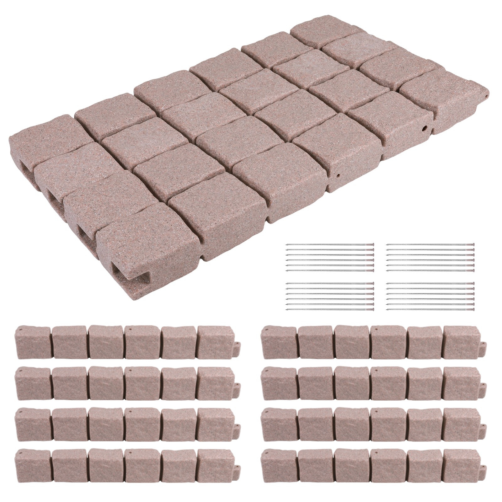 Plastic Garden Lawn Border Faux Stone Lawn Edging 12pcs for Home Improvement