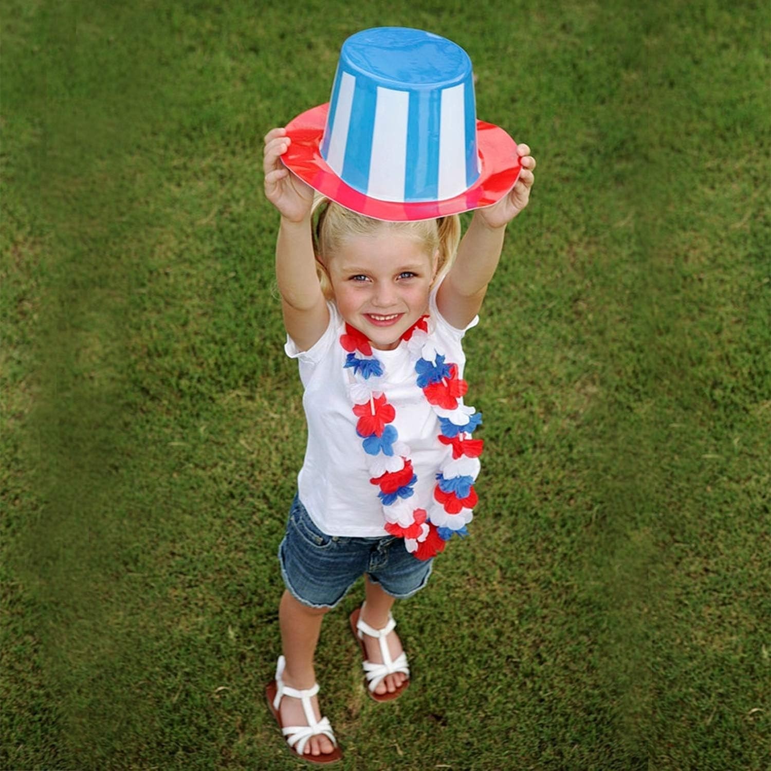Red White and Blue Flower Leis, Memorial Day Decorations, 4th of July Memoria…
