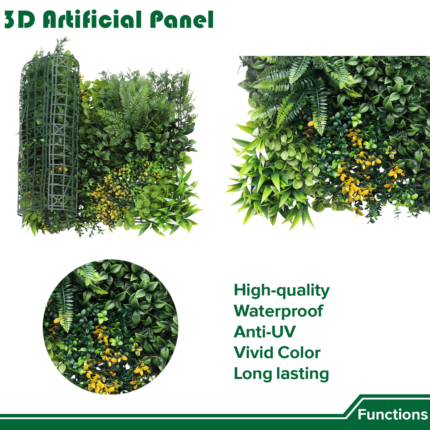20″ Artificial Grass Mats 3D Mixed Plant Wall Hedge Decor For Home Festival #8