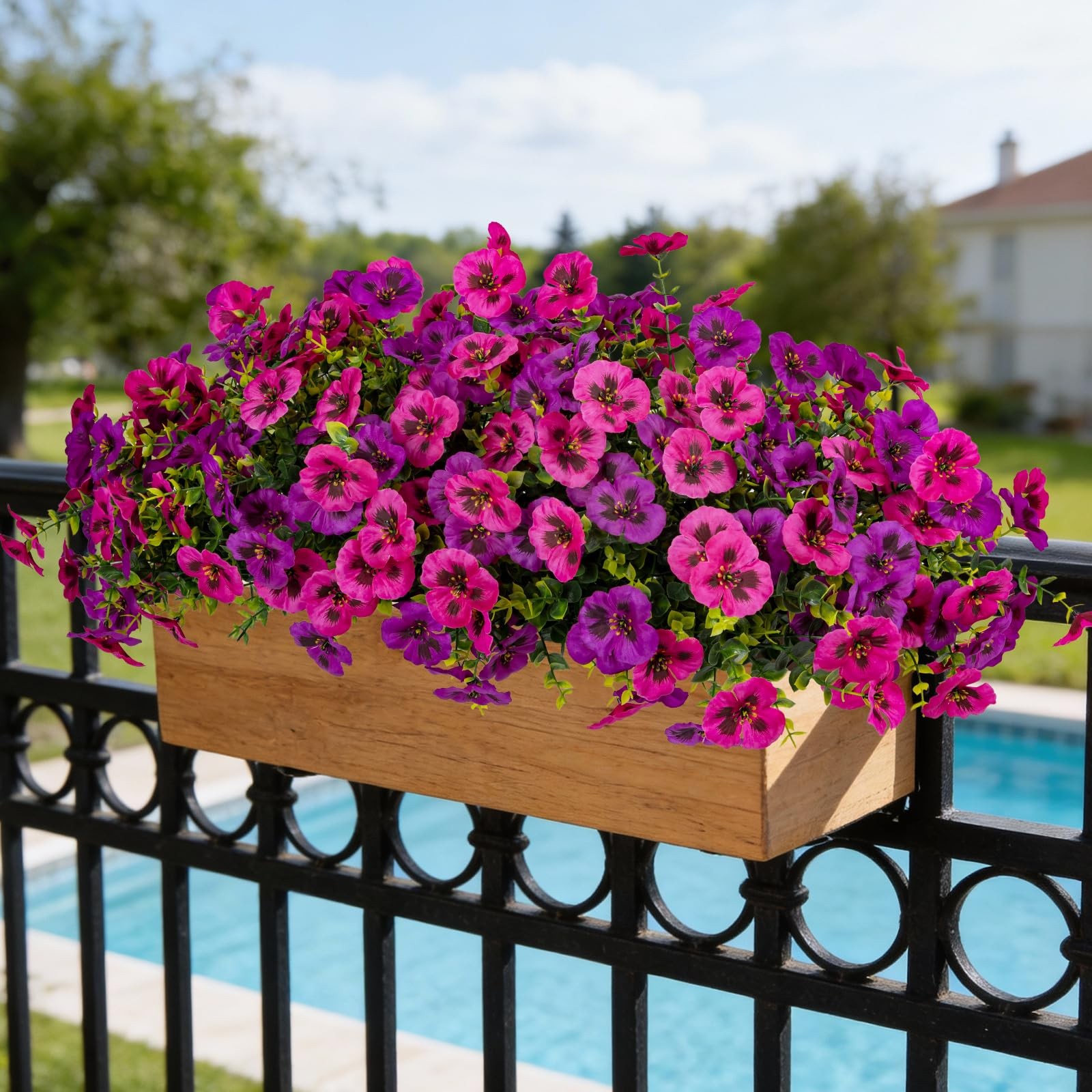 12 Piece Outdoor Artificial Flowers Fake Pansies –Tone Faux Flowers per Stem…