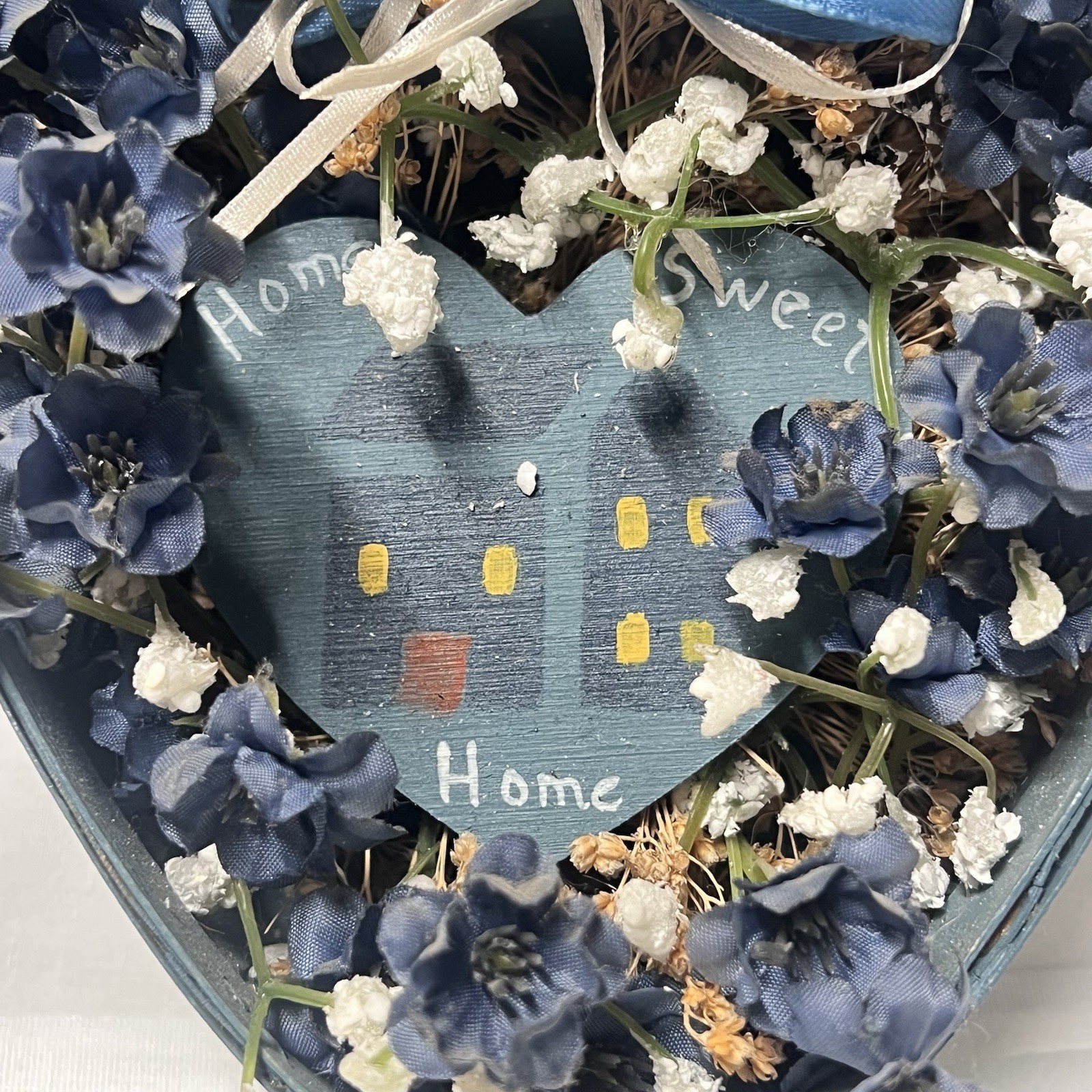 Vintage Handmade Floral Country Style Wall Hanging Artificial Flowers Heart Box