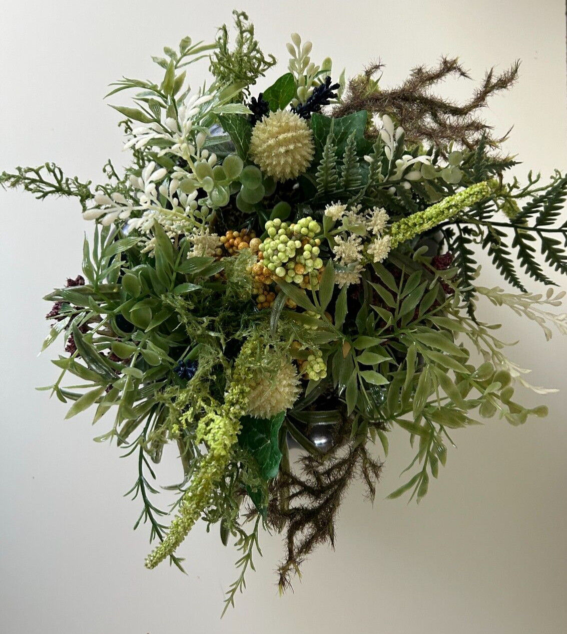 Black Bowl with Artificial Faux Greenery Decor 8x8x8