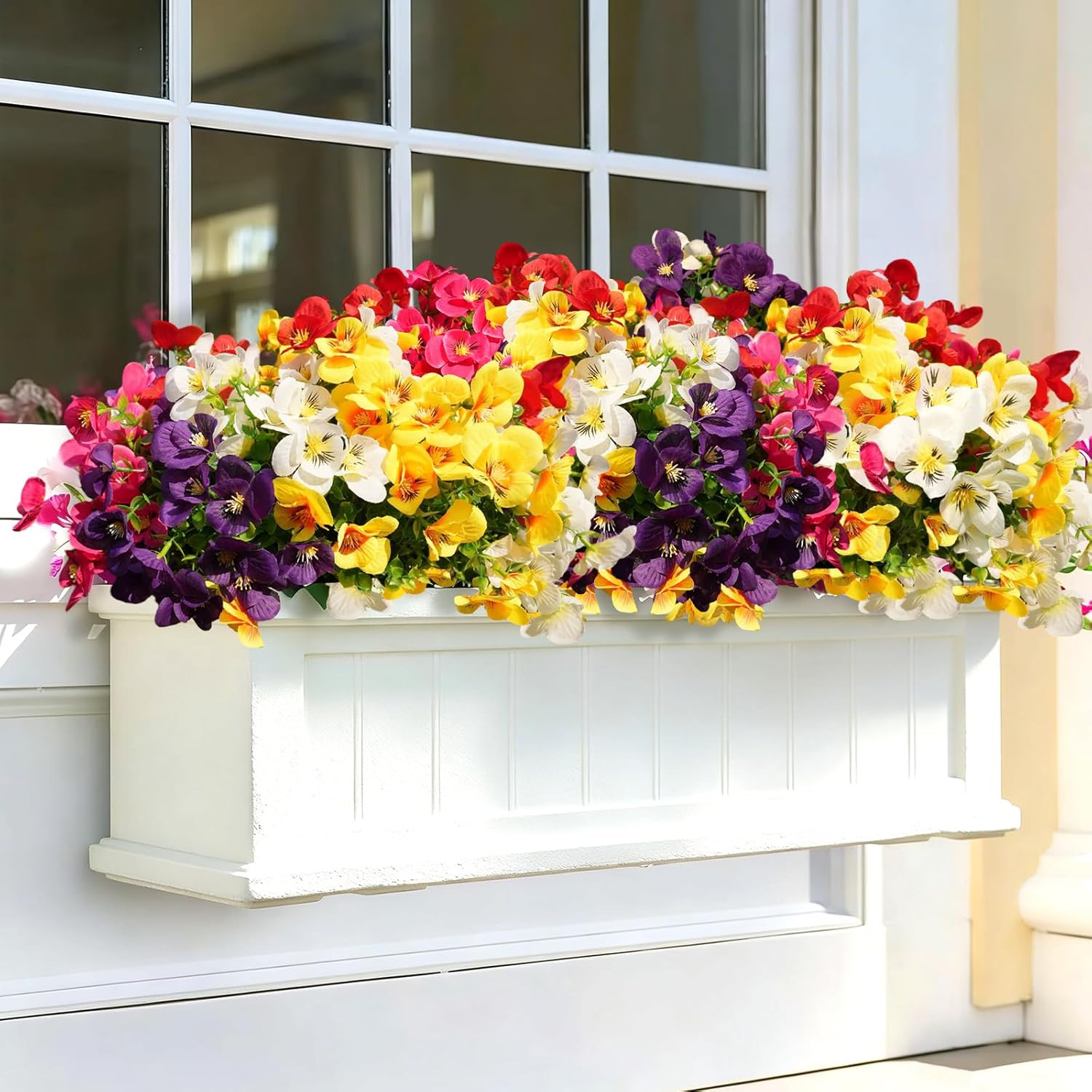 20 Pcs Artificial Flowers UV Resistant Realistic Pansies Fake Indoor & Outdoor