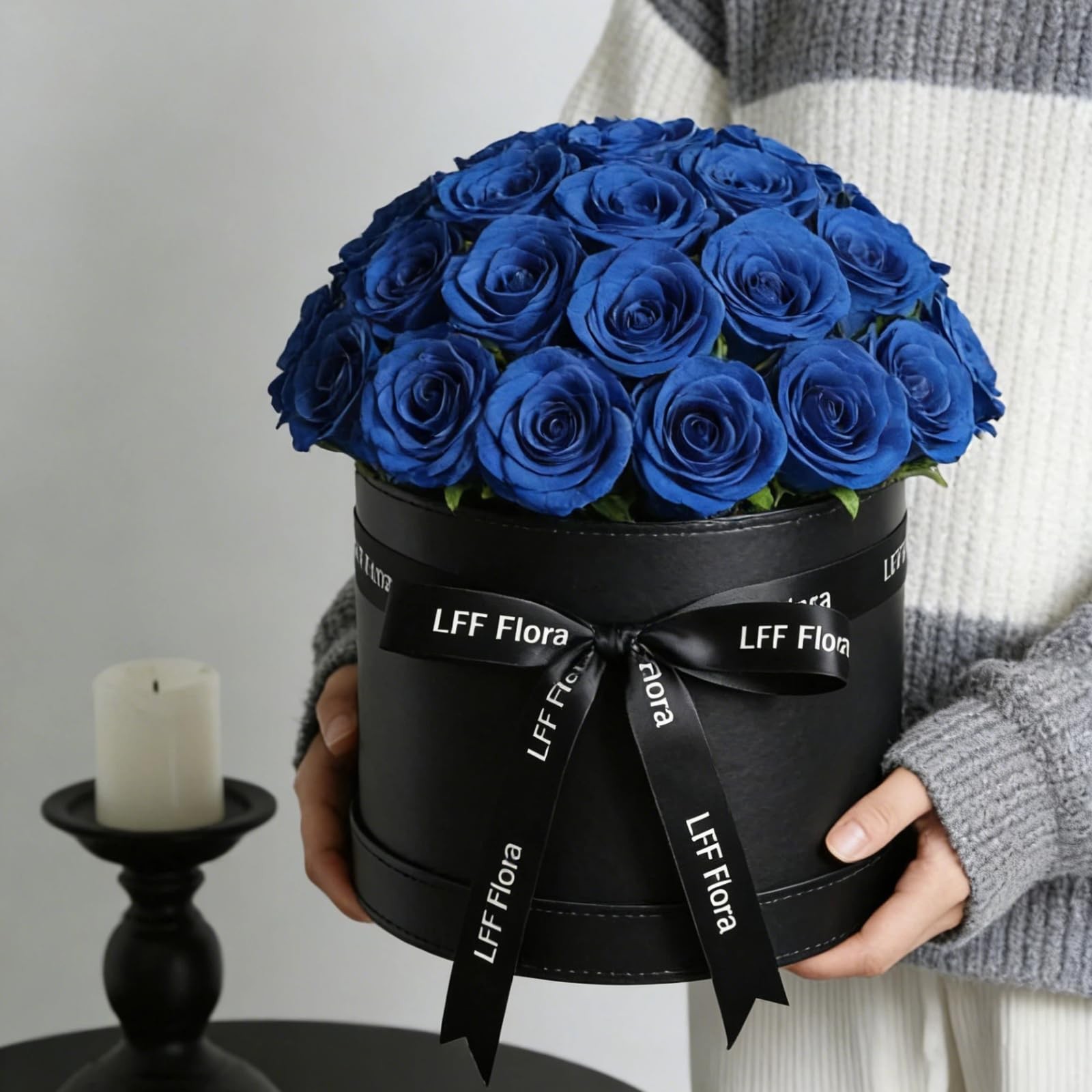 Artificial Royal Blue Roses – 50Pcs Premium Velvet Faux Roses with Long Stems…