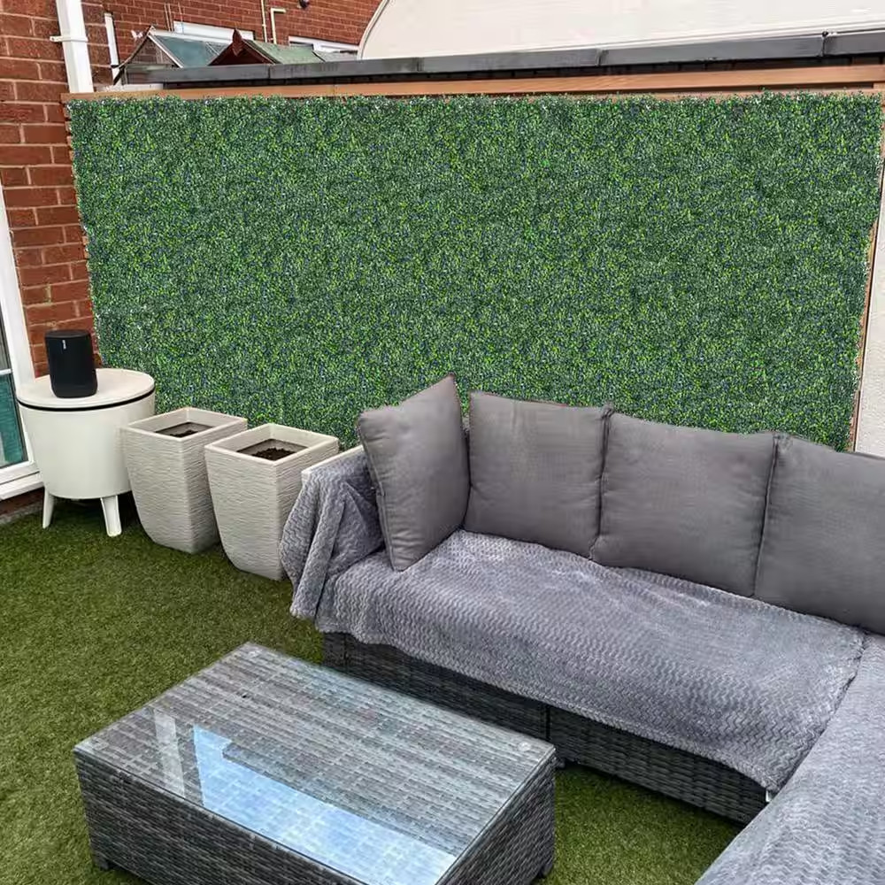 12- Pieces 20 In. X 20 In. Artificial Grass Wall Panels Faux Boxwood Hedge Artif
