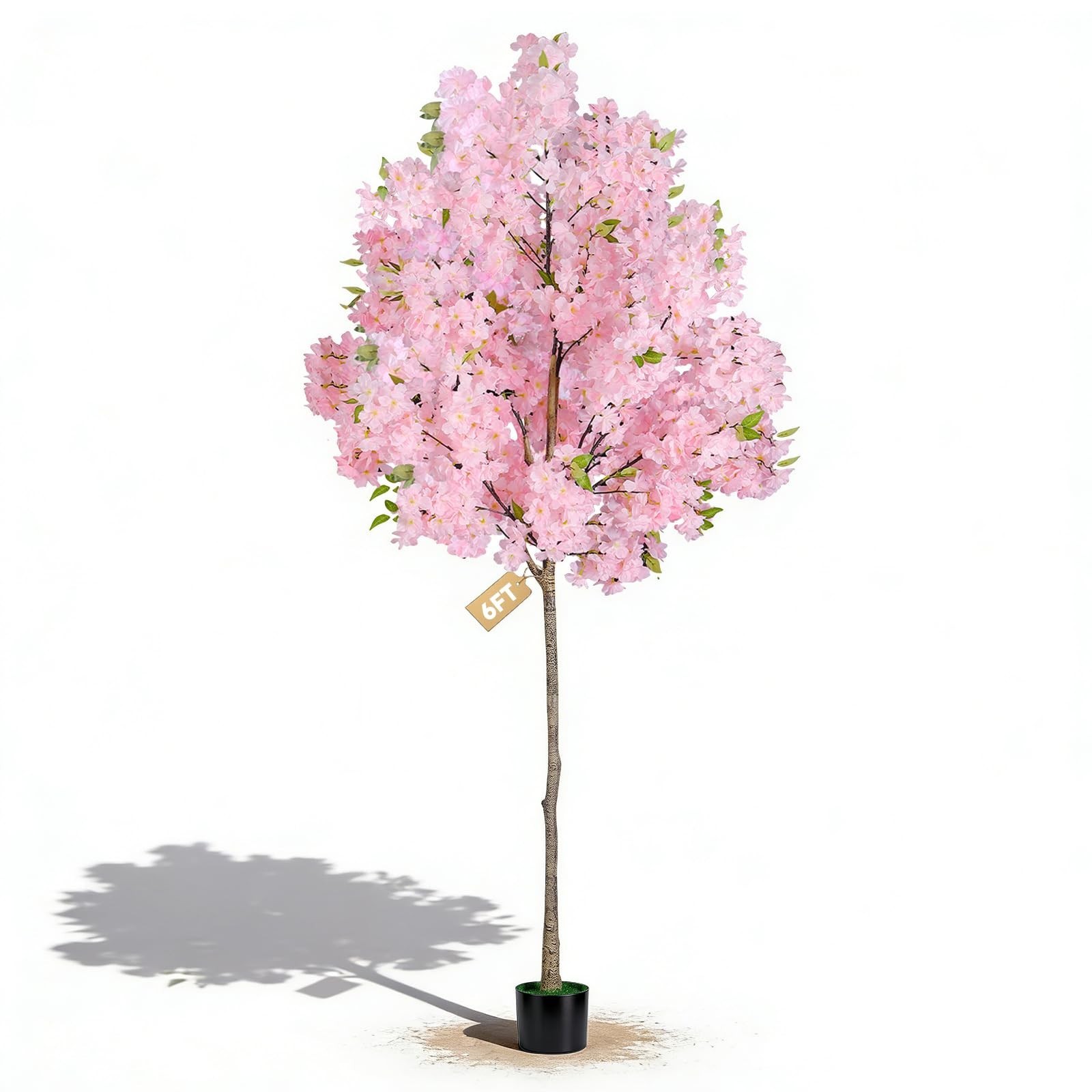 6FT Pink Cherry Blossom Tree – Realistic Faux Sakura for Indoor Outdoor Decor, W