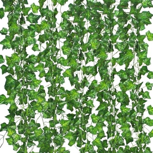 Fake Vines 12 Packs Artificial Ivy Garland with Clip Green Flowers