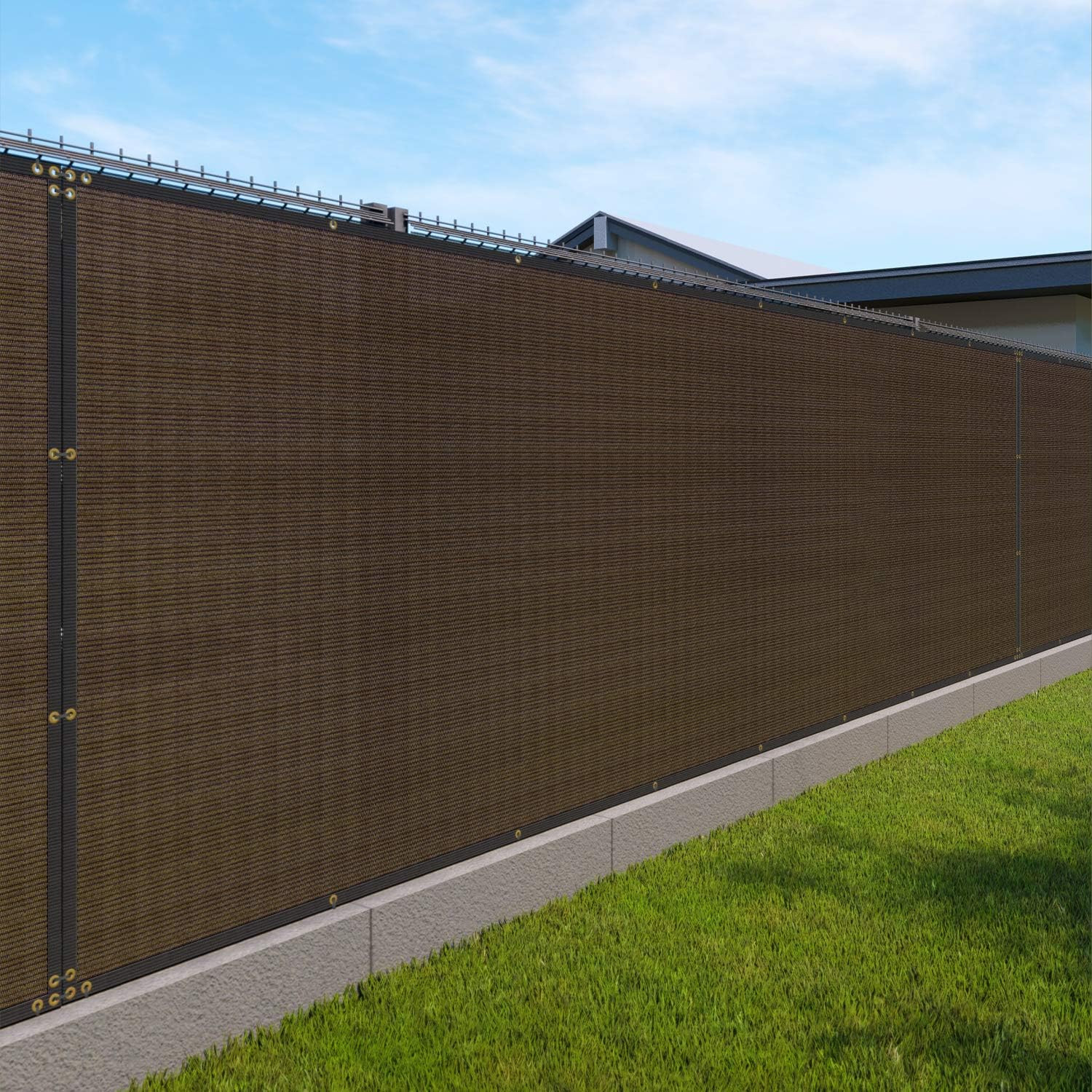 6′ X 25′ Privacy Fence Screen in Brown W/ Brass Grommet 85% Blockage Windscreen