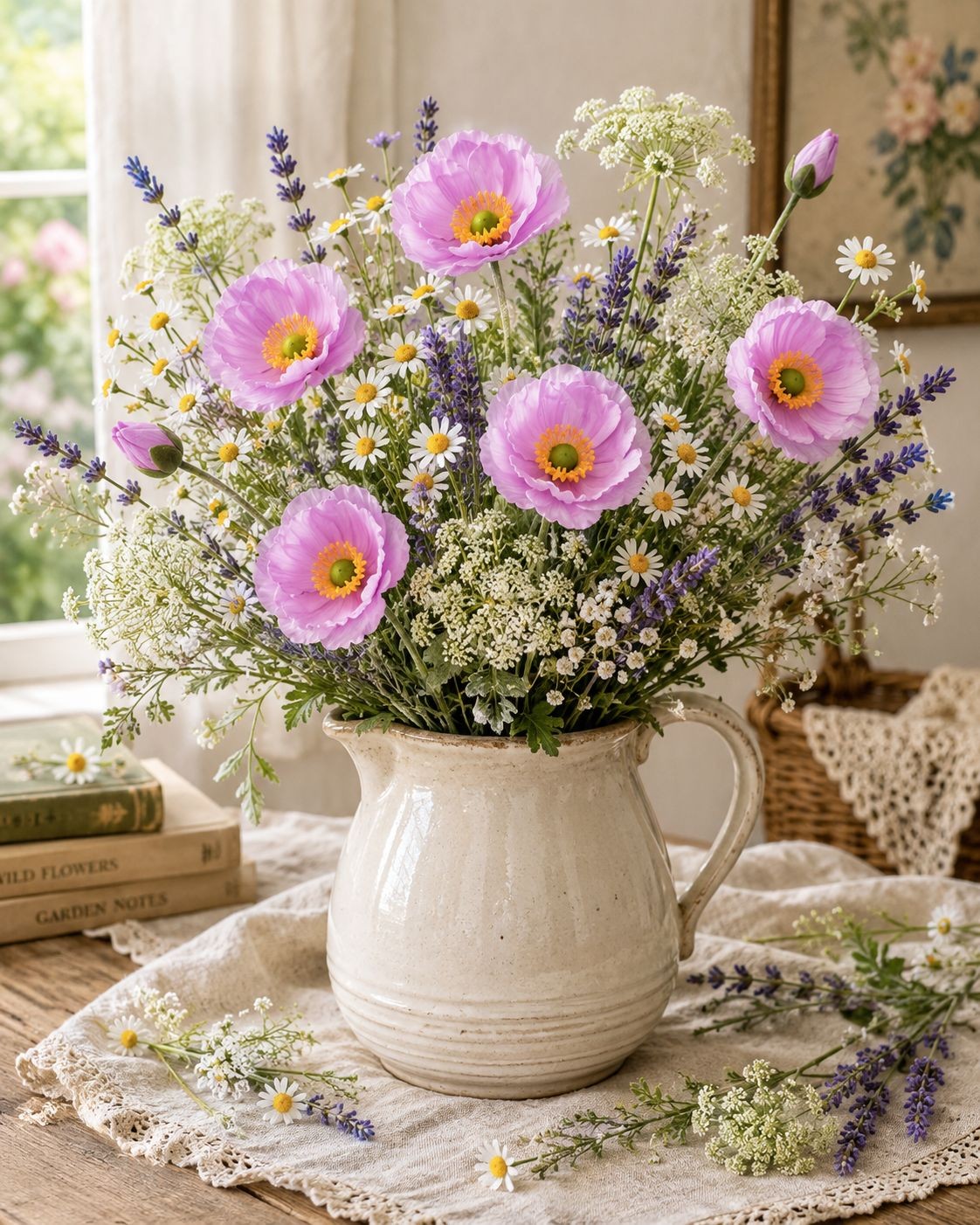 Lavender Poppy Stems Faux Poppy Flowers Artificial Wildflower Spray Cottagecore