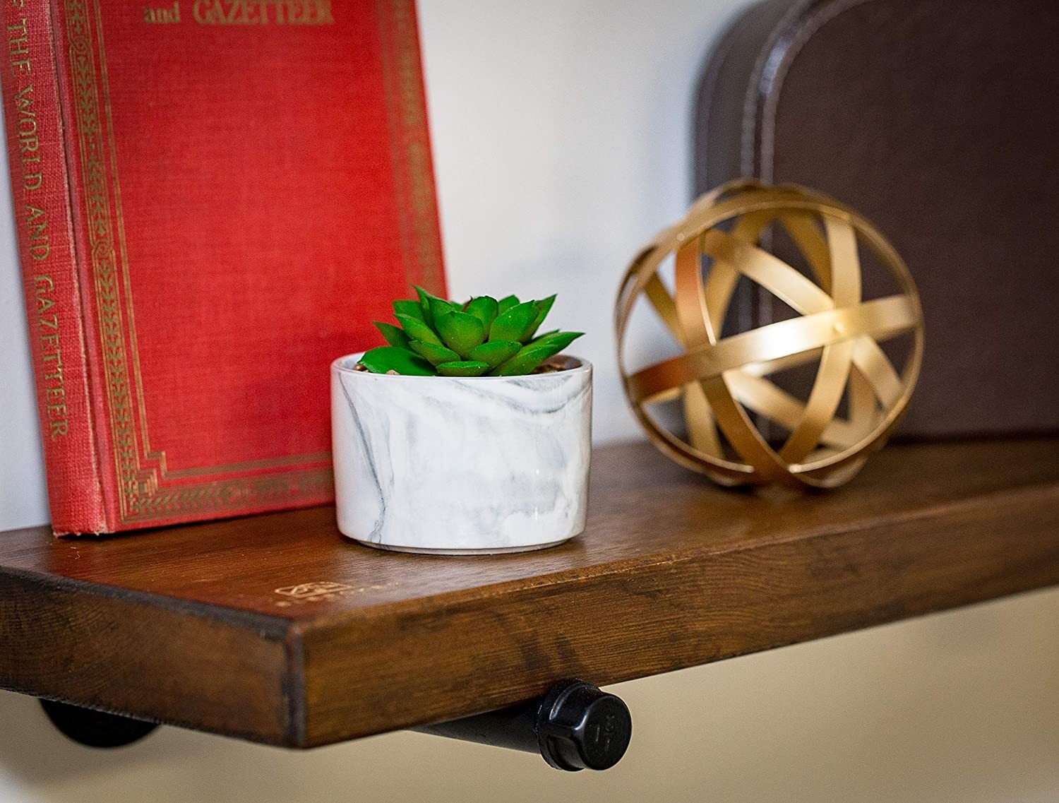 Succulent Plant In Porcelain Glossy Marble Vase Artificial Plant Pre-Filled Faux