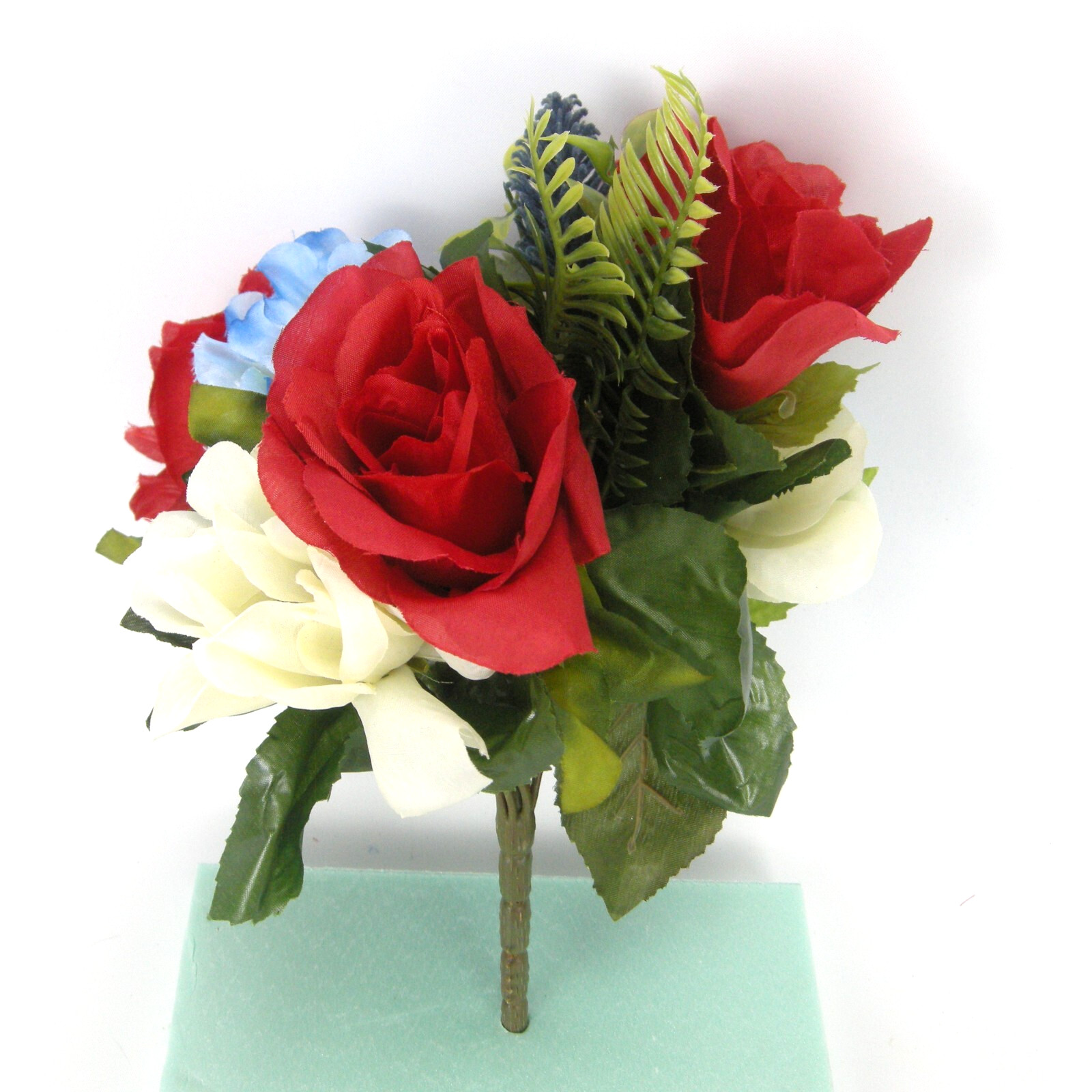Silk Flower Lot of 12 Bushes 12″ Patriotic Red White Blue Florist Quality