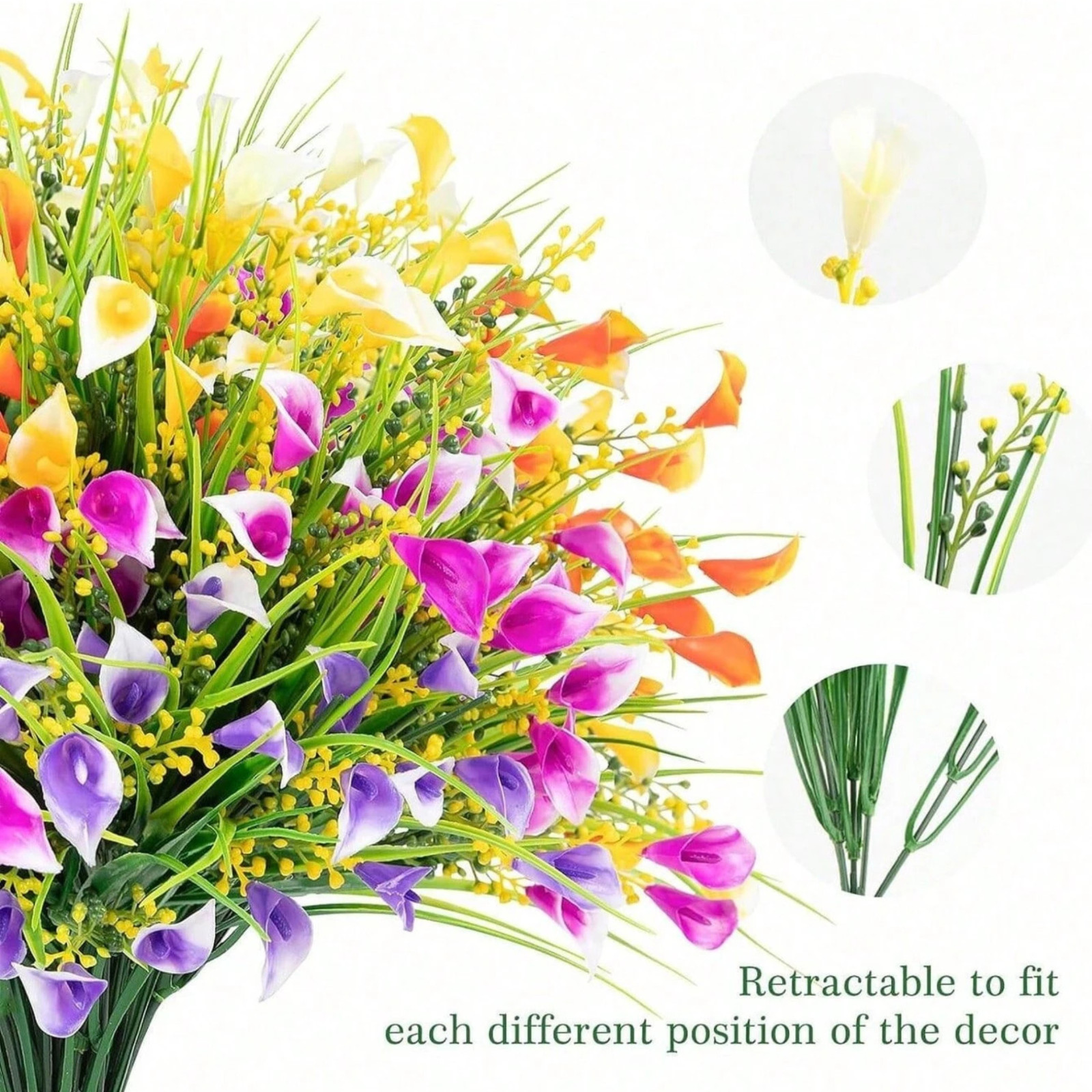 5 Bunch Artificial Calla Lily Flowers UV Resistant Fake Plan Outdoor Garden Deco