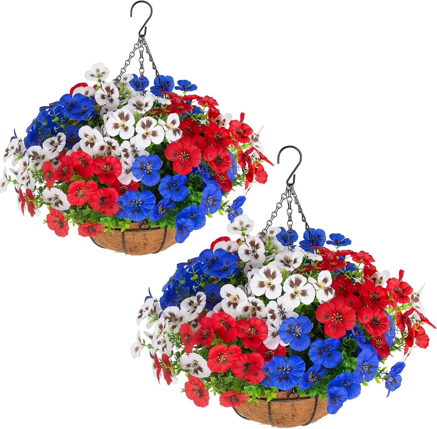Realistic Artificial Pansies with Hanging Baskets – 24 Pcs