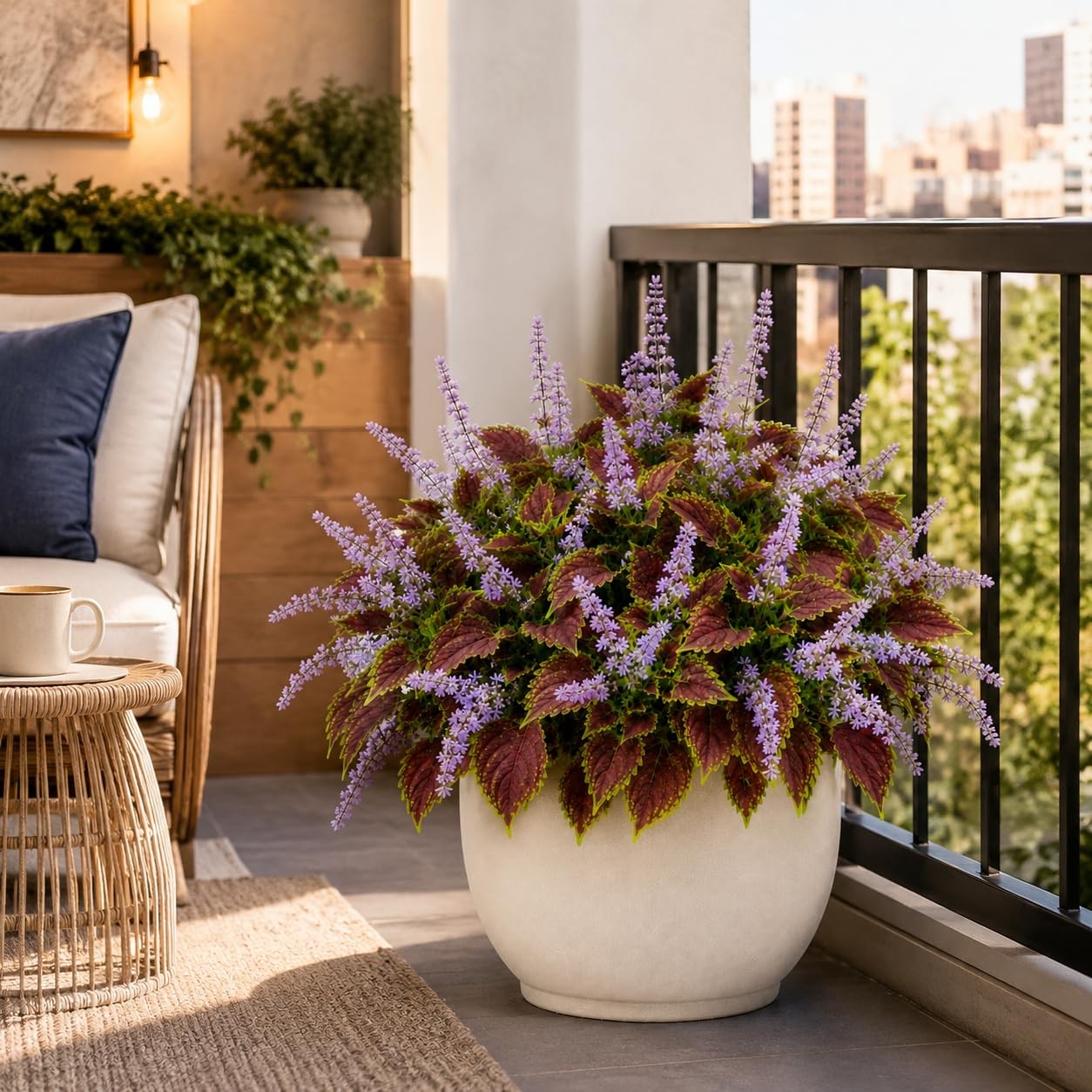 Artificial Coleus Flowers for Outdoor Planters, Realistic Faux Plant with Full