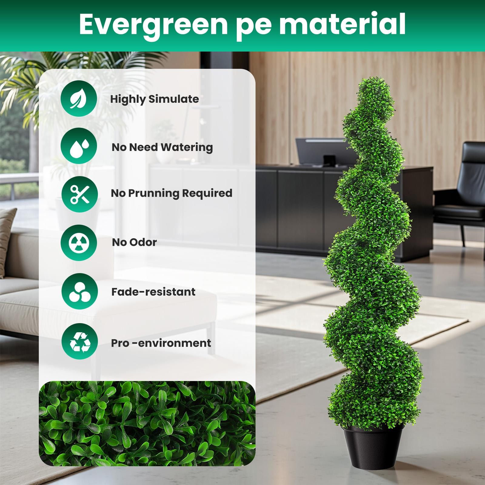 38.2″ Artificial Spiral Topiary Tree UV for Decorative/Indoor/Porch/Garden