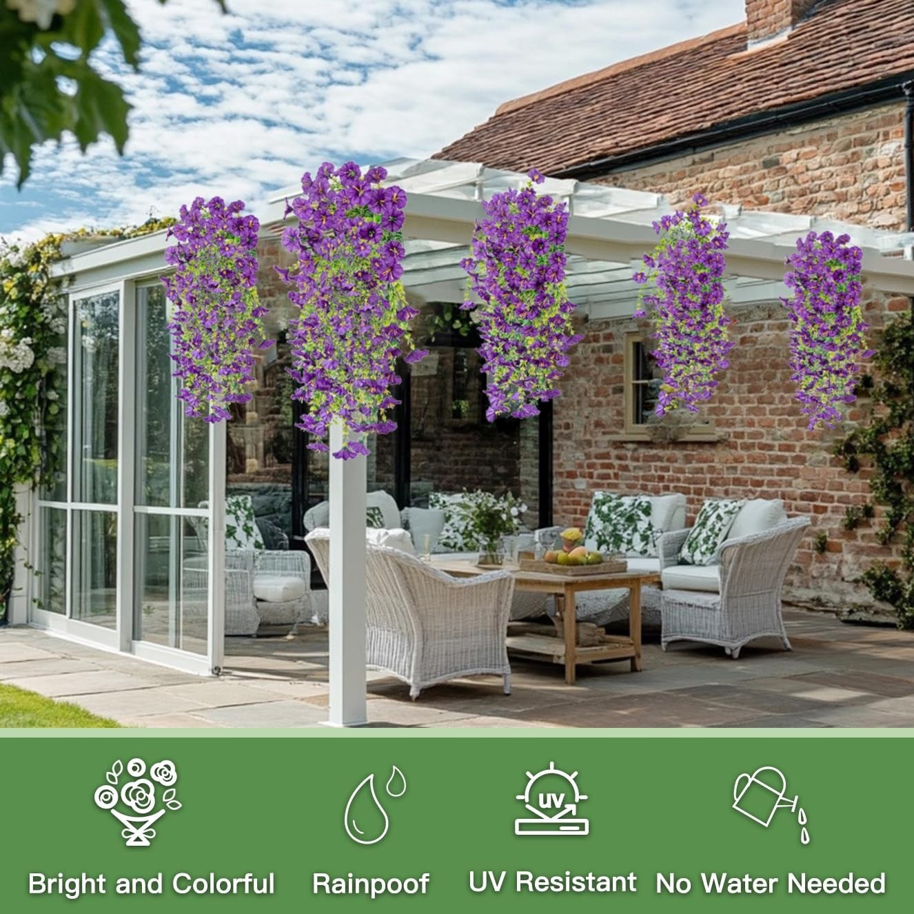 Artificial Flowers for Outdoors Fake Morning Glory Hanging Flower Decoration,…