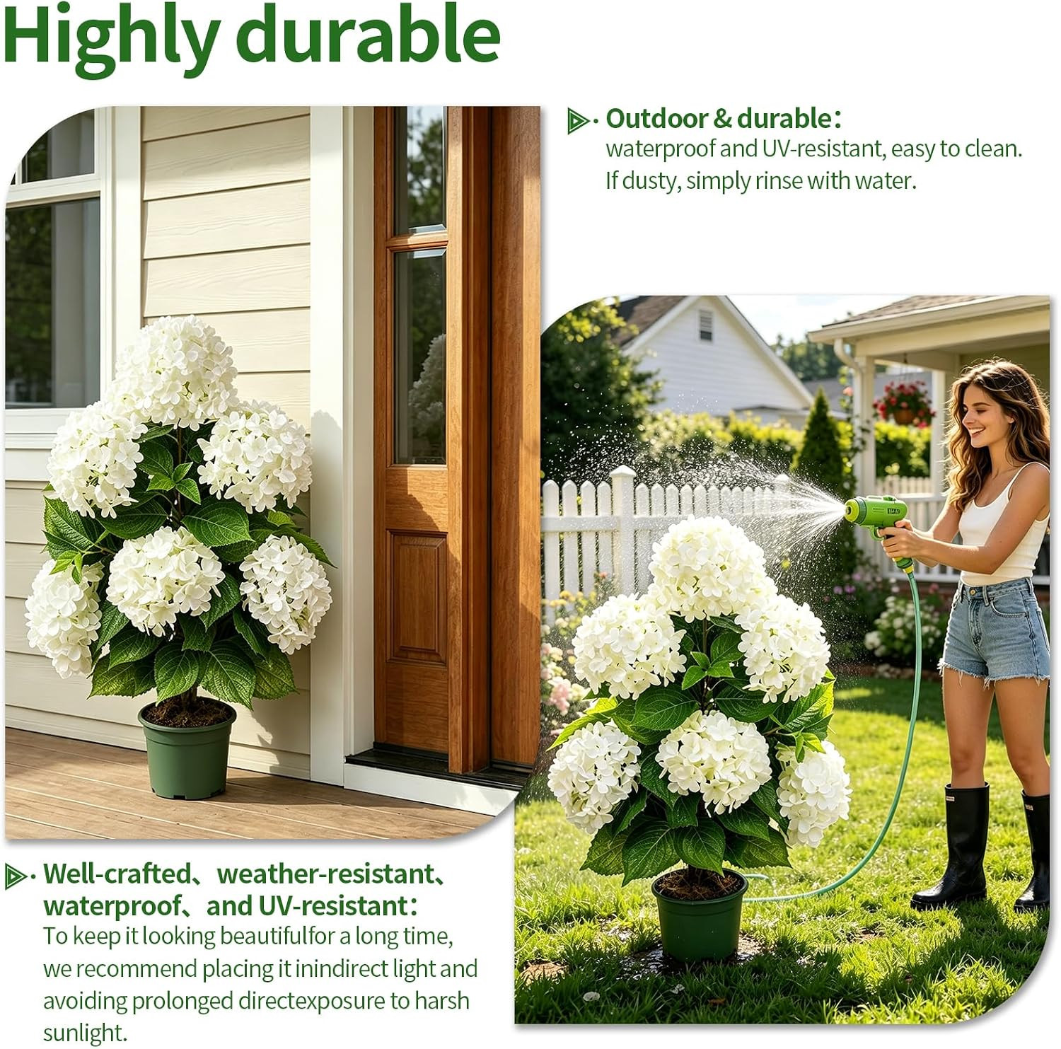 Faux Hydrangea Tree – 30 Inch Hydrangea Tree Artificial with White Flowers, UV R