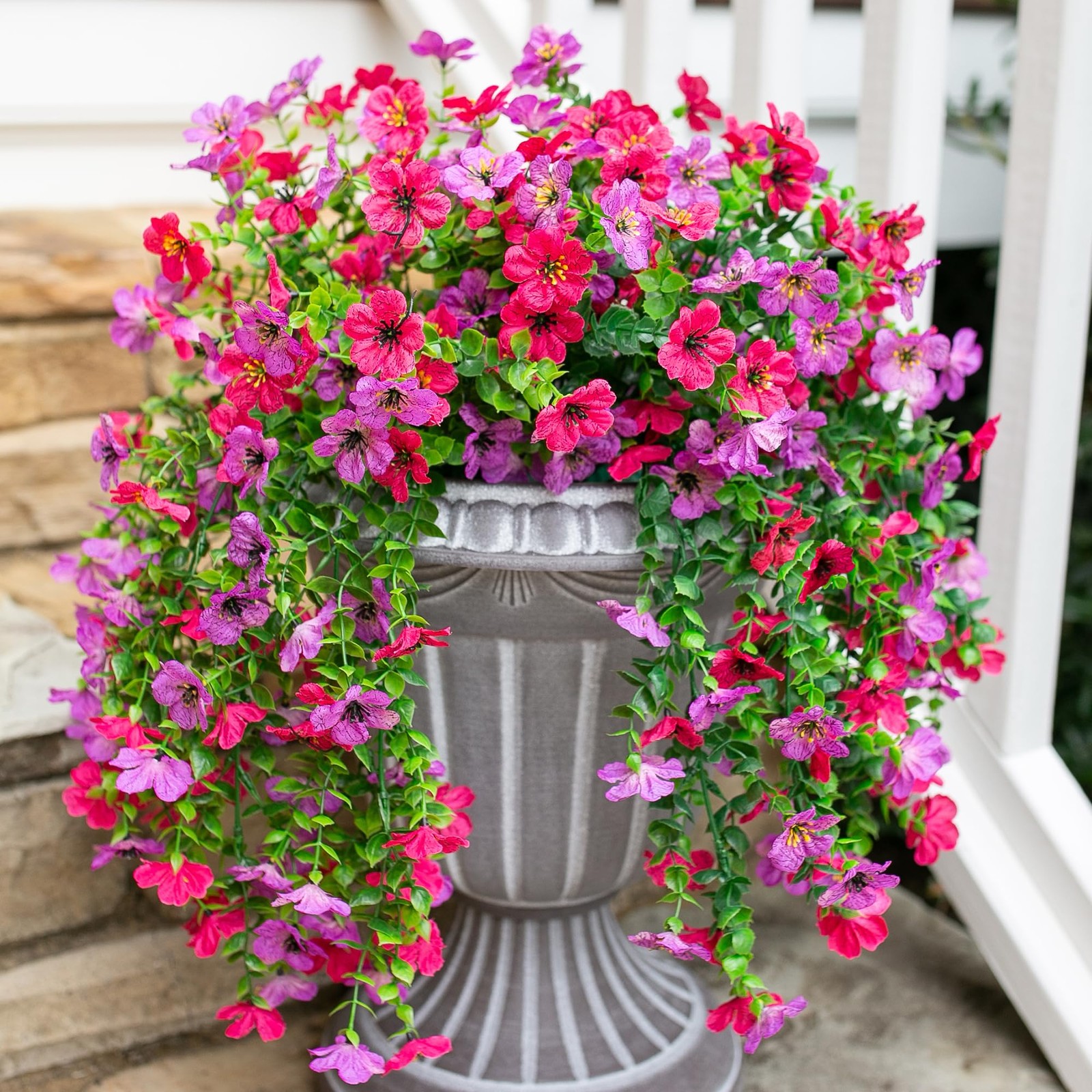 2Pcs Fake Flowers Artificial Floral for Outdoors Decorations, Outside Flower …