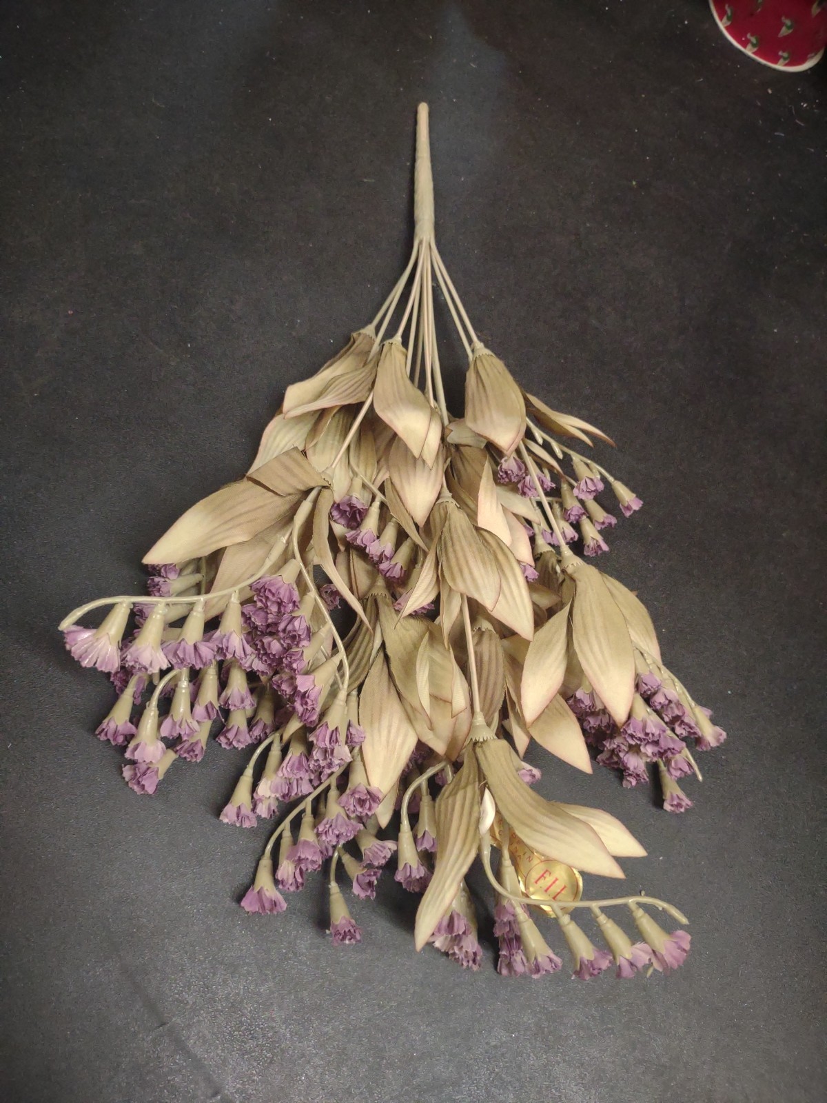 18″ Dried-Look Silk Statice Bush 11 Stems Medium Purple, Papery Dry Fall Foliage