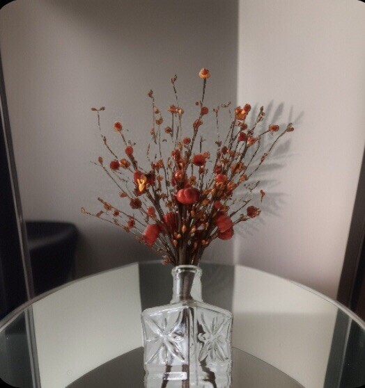 6 PCS Artificial Berry PumpkinStem Orange RedBerry Pick Autumn Vase Not Included