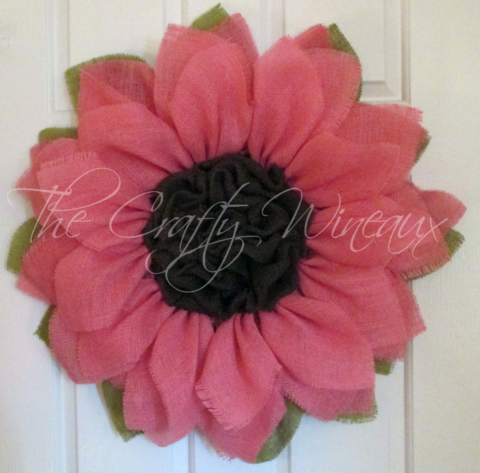 The Crafty Wineaux – Large 25″ Light Pink Burlap Sunflower Wreath