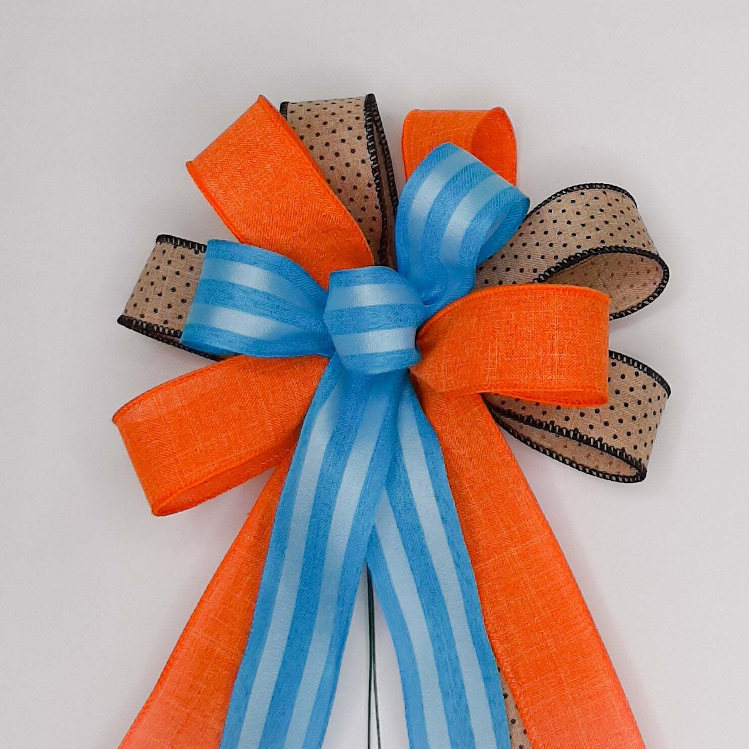 Turquoise and Orange Wreath Bow