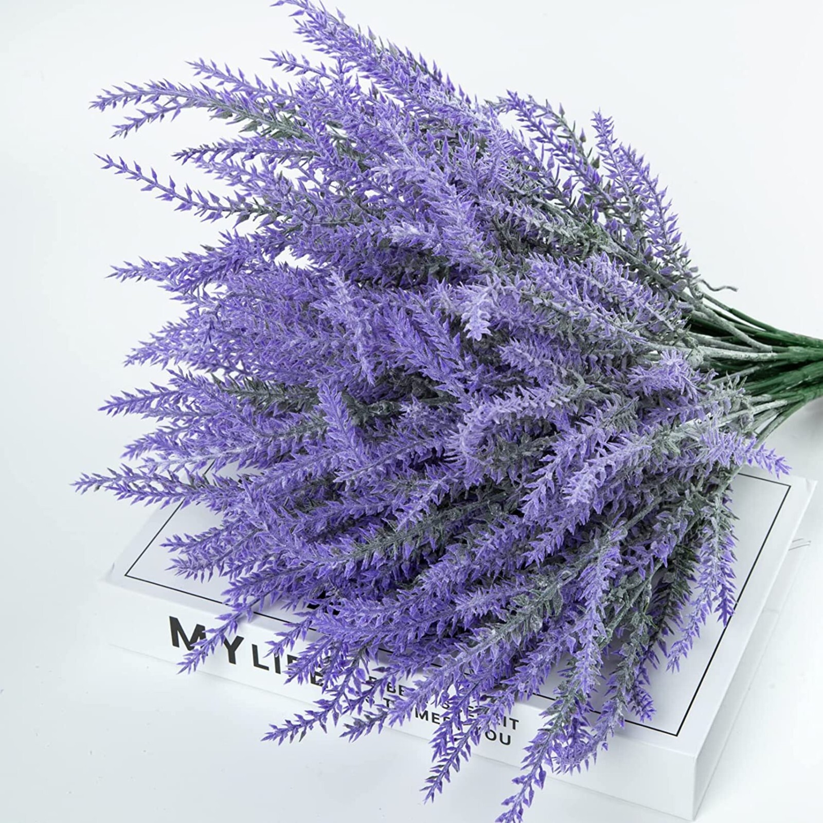 6pcs Artificial Lavender Fake Plants Purple Lavender Outdoor Indoor 14in