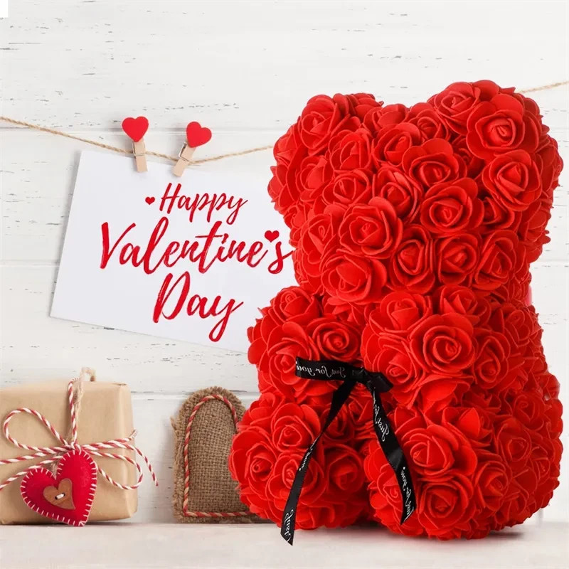 9.5in Teddy Bear Rose with Led Light ＆ box Rose Flower Bear Valentine’s Day Gift