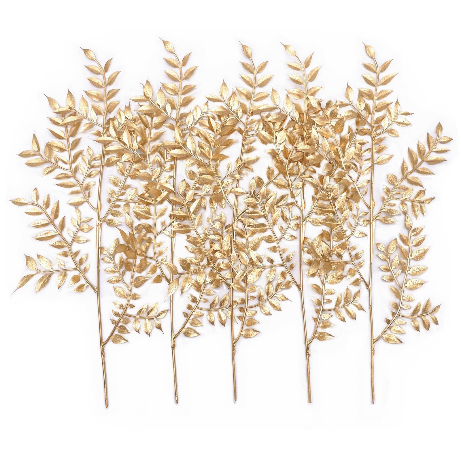 Fake Leaves Plants for Christmas Decor, Gold Artificial Shrubs Grass Foliage …