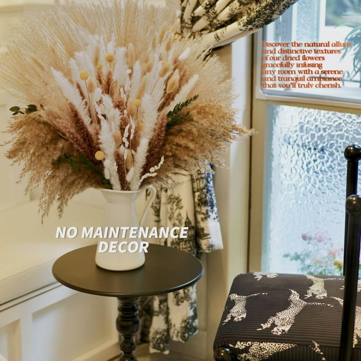 121 Pcs Dried Pampas Grass, Pampas Grass Bouquet for Chic Boho Flowers Décor