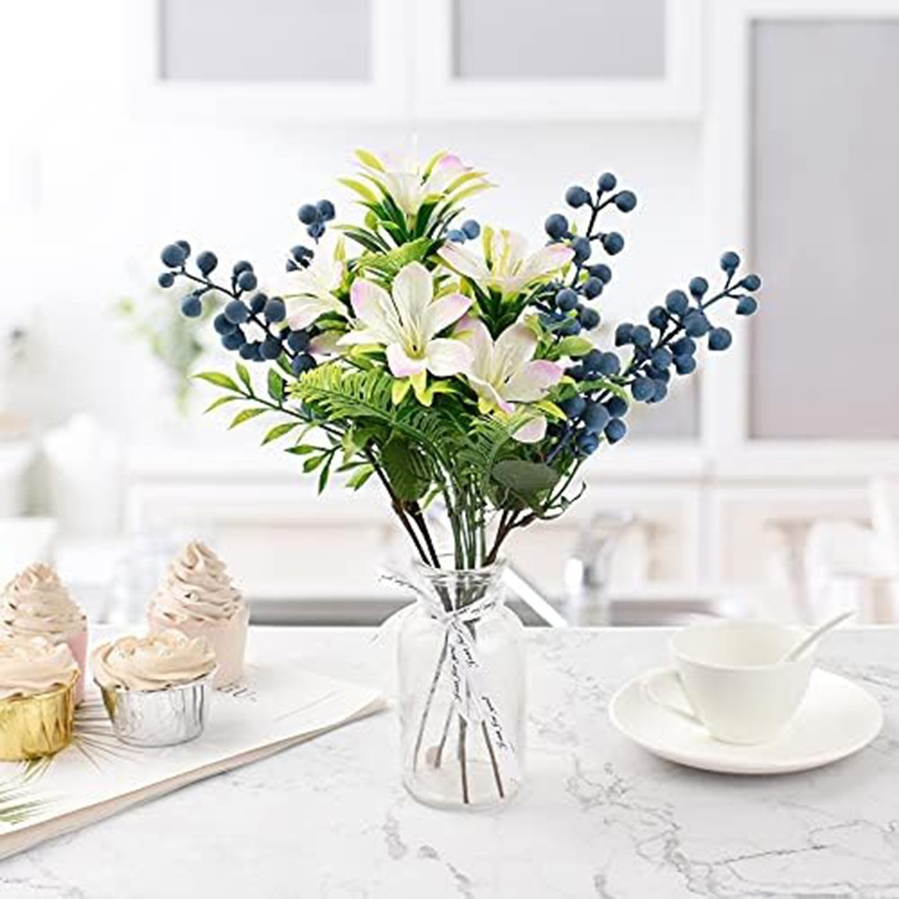 Artificial Blueberry Stems Foam Berries for Crafting Wedding and Seasonal Decor
