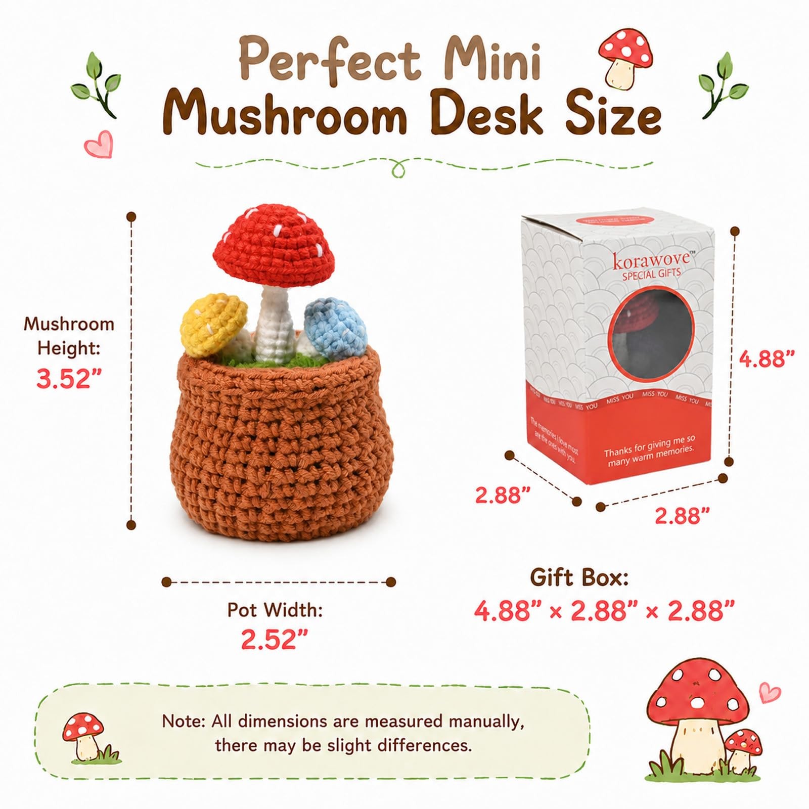 Crochet Mushroom Plants, Cottagecore Room Decor (Yellow & Blue)