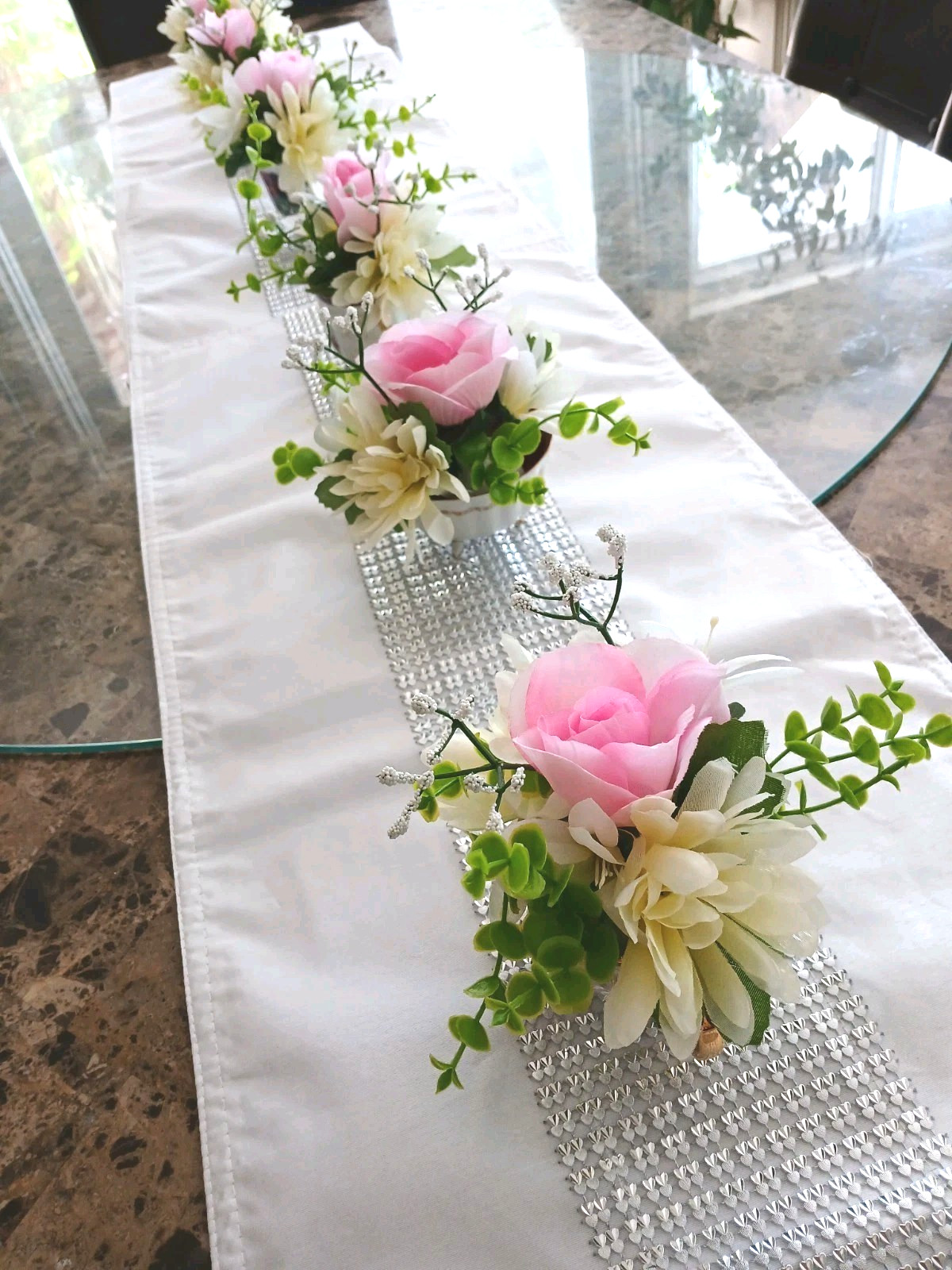 Tea Party Pink Rose Chrysanthem Silk Floral Arrangement Bridal Birthday POP-IN