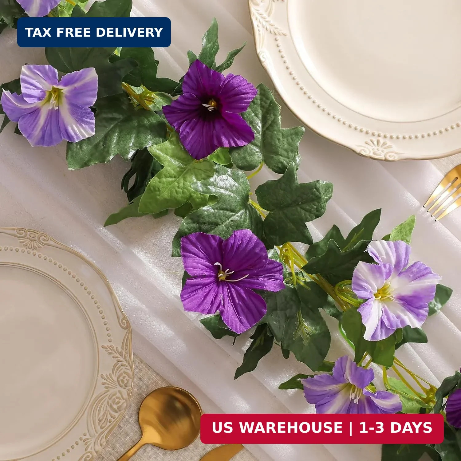 Floweroyal 2 Pack Artificial Flower Garlands 15.8FT Fake Morning Glory Vines Sil