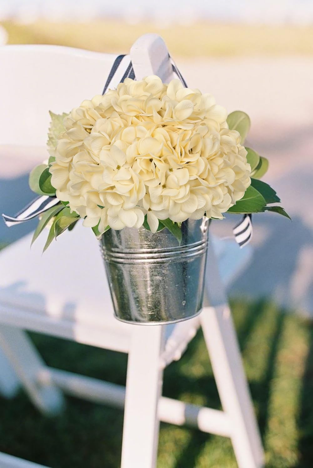 6 Pcs Beige Hydrangea Artificial Flowers Heads with Stems Silk Faux Hydrangea…