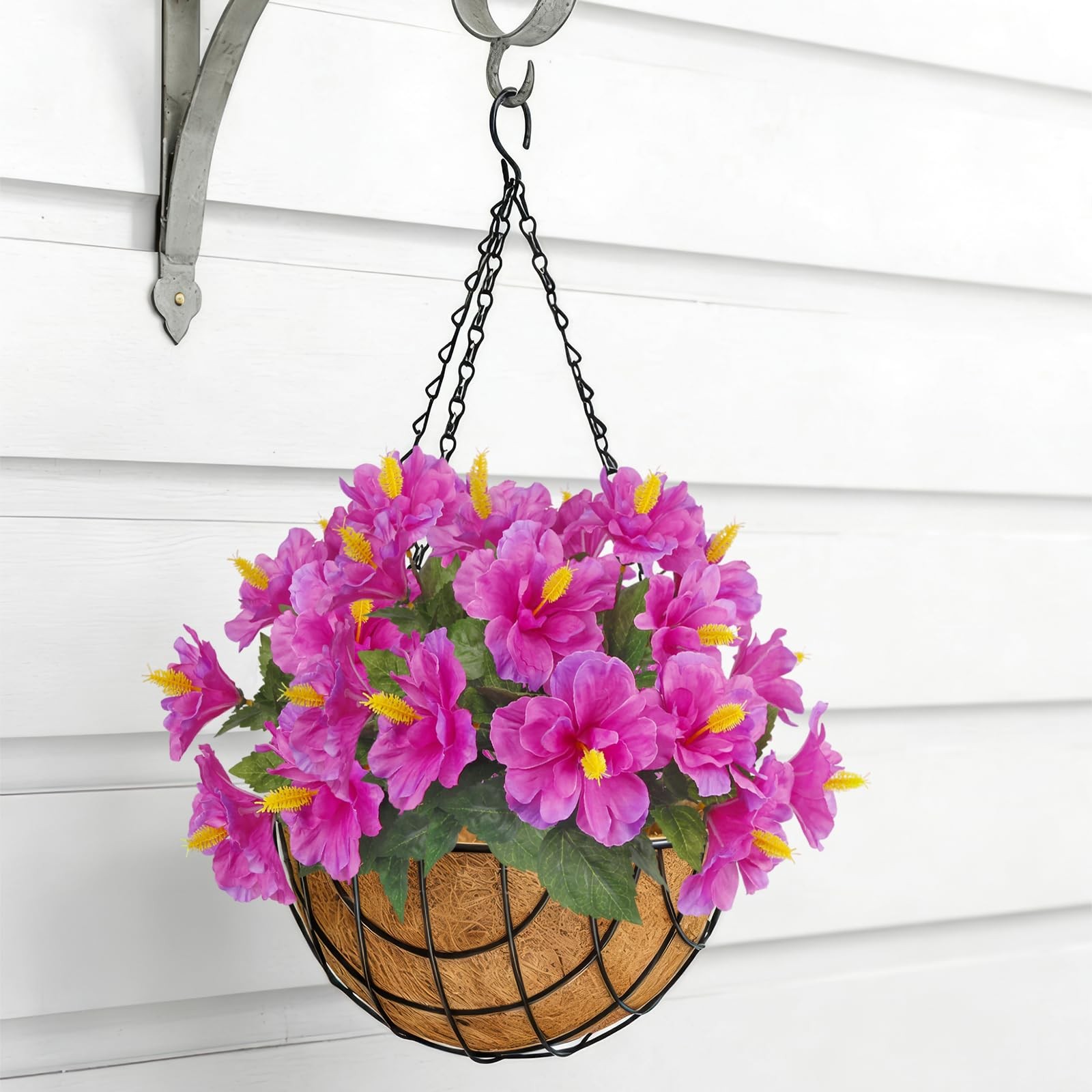 2 Pcs Artificial Outdoor Flowers Realistic Silk Fake Hibiscus Tropical Flower…