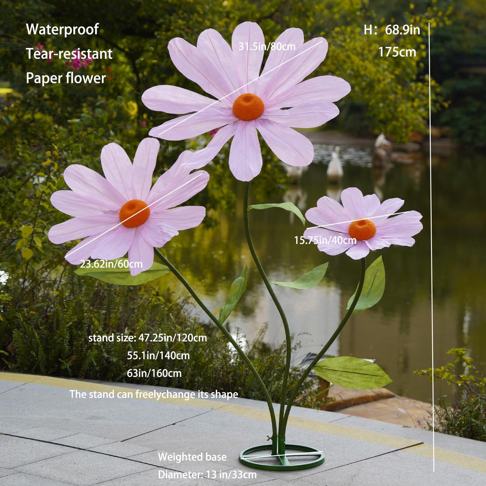 Giant Artificial Daisy Flower for Decoration,Large Faux Daisy with Stand,Real…