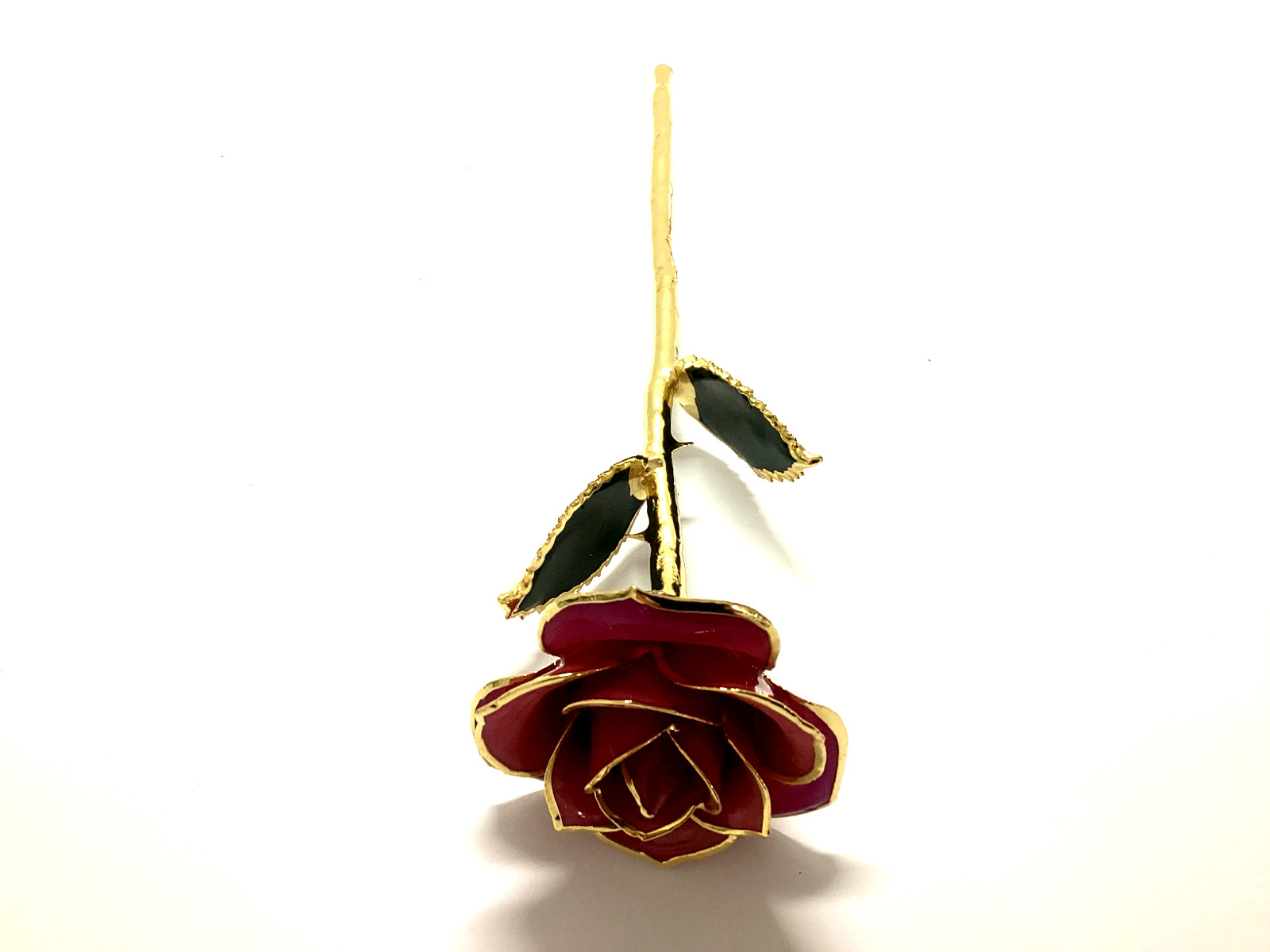 NEW REAL LAQUERED ROSE 24K GOLD PLATED TRIMMING 12″ LONG