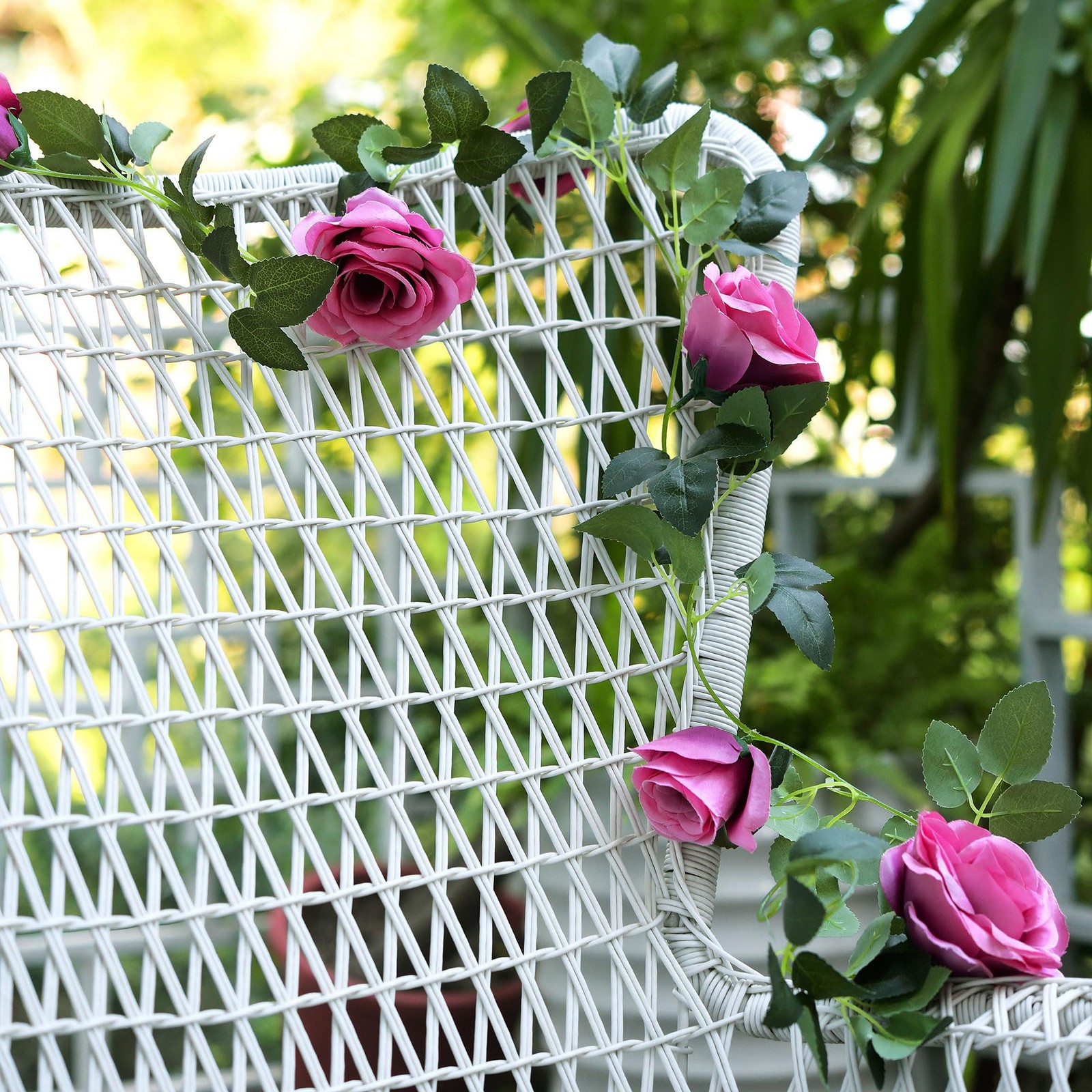 FiveSeasonStuff 29 Ft 4 Pack Rose Silk Flower Garland Artificial Flowers Deco…